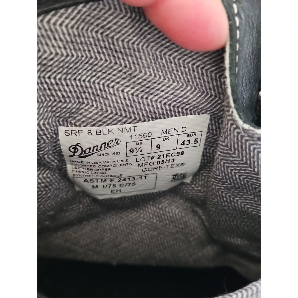 DANNER Super Rain Forest‎ Size 9.5 D Black Gore-Tex Mens Boots 11550